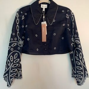 NWT Alice McCall navy & white eyelet top